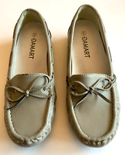 DAMART LADIES BOW TRIM MOCCASINS Shoes SIZE 4 Wide Fit Leather Lined Light Grey