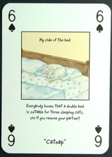 1 x playing card Magnificent Moggies Cat Catnap 6 of Spades