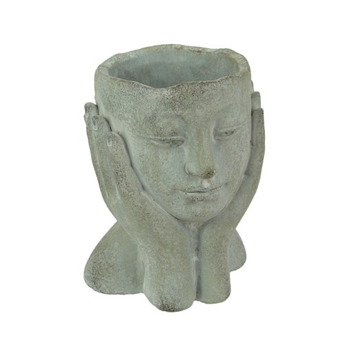 Cement head lady resting face - lady,