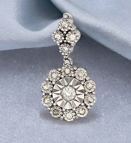 Diamond pendant chain 9ct - pendant, &
