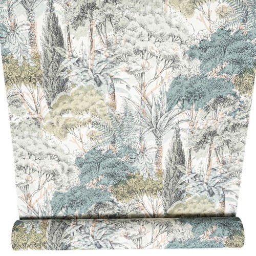 Green floral tree wallpaper - green,