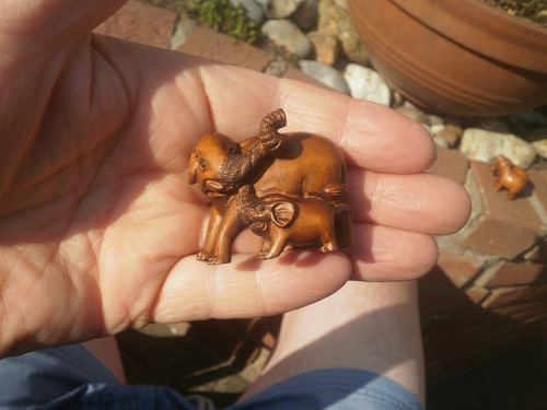 Hand carved wood netsuke - hand,