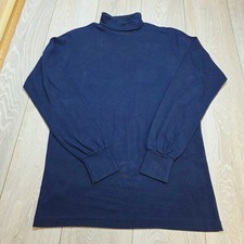 Vintage Lyle And Scott Roll Neck Top Size XL Navy Blue Golf Base Layer 