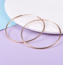 1.2mm Rose Gold Over Genuine 925 Sterling Silver Thick Large Hoop Earrings 50MM