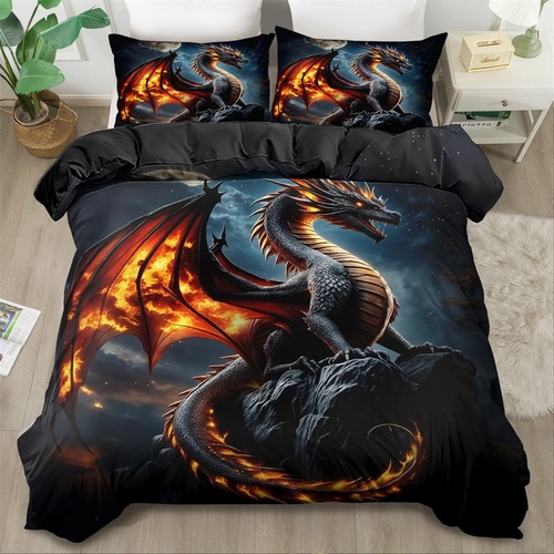Night fire dragon quilt - night,