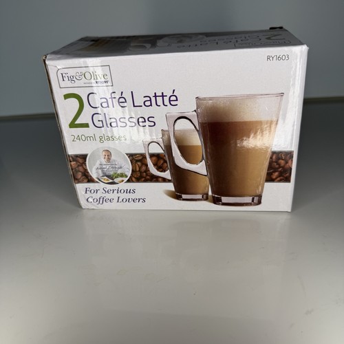 New boxed latte glasses - new,