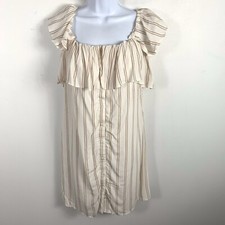 BP Cream Stripe Ruffle Blouse