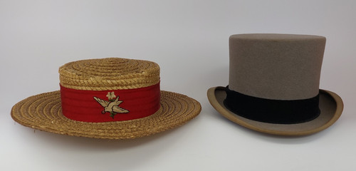 Antique straw boater moss - straw,