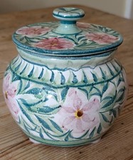 Vintage 1995 Porches Pottery Lidded Jar And Cover Rambling Rose MJF 11.5cm ht.