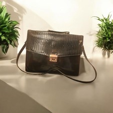 Vintage Briefcase - Ladies Black Leather Laptop Bag with Key and Lock