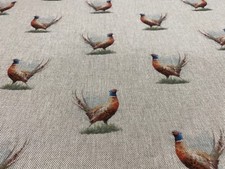 Pheasant Bouquet Fabric  linen