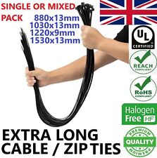 EXTRA LONG CABLE TIES 13mm THICK BLACK 880mm-1530mm SINGLE OR MIXED PACK Free PP