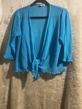 Elizabeth Scott Size S/M Blue Tie Front Bolero Good Condition