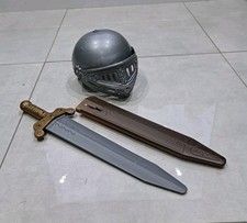 Knight Silver Gladiator Adjustable Plastic Helmet Costume child's Armour + Sword