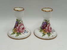 FLORENCE COLLECTABLES FINE BONE CHINA 2 X CANDLE HOLDERS CANDLESTICKS 3.2” TALL