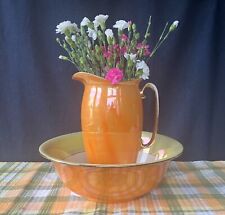 Vintage Jug & Bowl Wash Set. Interior Design Shabby Chic Flower Vase - 12" Tall