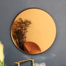 Round smoked copper glass wall mirror retro vintage modern wall art display