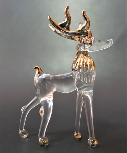 Blown art glass reindeer - blown,