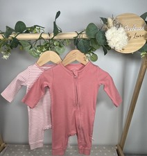F&F Baby Girls Set of 2 Preloved Zip Footless Sleepsuits Upto 1 Month