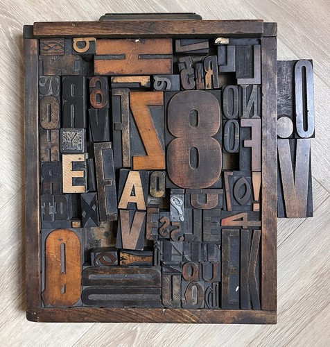 Vintage wooden printers letter - wooden,