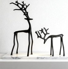 Reindeer Statues,Imitation Metal Reindeers Sculpture,Black Reindeer Ornaments