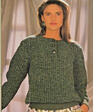 #66 Ladies DK Moss Stitch Sweater 32-42" Vintage Knitting Pattern Copy