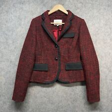 L.K Bennett Jacket Blazer Womens Uk 10 Lined Boucle Red Black Chaya Long Sleeve