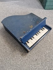 Vintage Blue Wooden Toy Grand Piano Children's