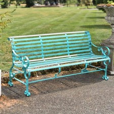 Ex-display Green Three Seater Outdoor Traditional Metal Garden Patio Park Bench