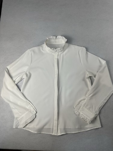 Ivory ruffle high neck - ivory,