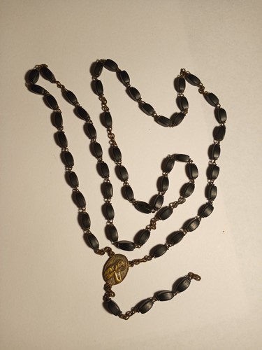 Antique bog oak bead rosary - antique,