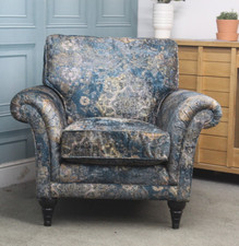 PARKER KNOLL BURGHLEY CHAIR IN REMINI PETROL BLUE VELVET FABRIC. RRP £1309.