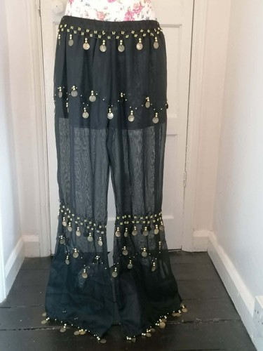 Black chiffon harem - black, pants