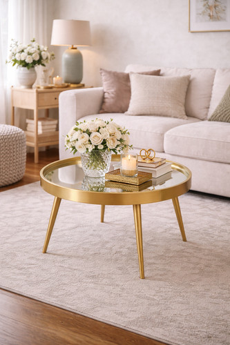 Coffee table mirrored gold - coffee,