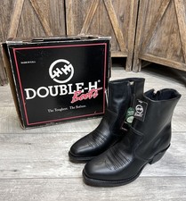 Double H Mens Western Boots Style 1712 Stadium Black Leather Zipper Size 9 D