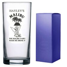 Personalised Engraved HIBALL MIXER GLASS ( MALIBU FAIRY MADE ME DRINK IT )