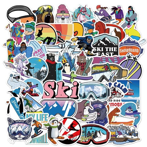 50pcs skiing sticker pack - skiing,