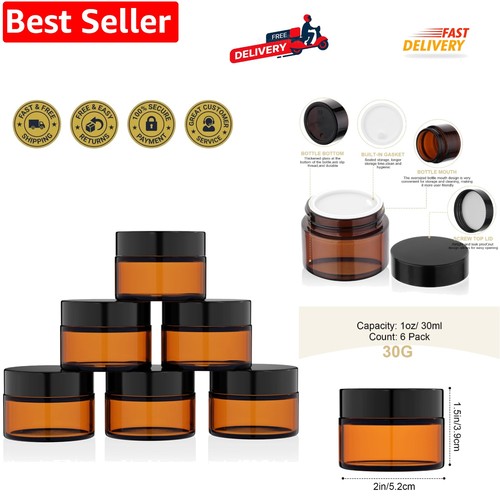 30ml amber glass jars - 30ml, 6