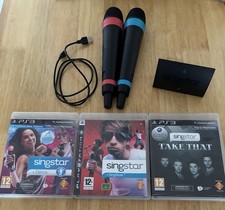 2 x Singstar Microphones + Wireless Receiver + 3 Games Very Good Condition 