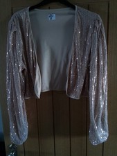 NEW GOLD LUREX SHRUG CARDIGAN SIZE 18