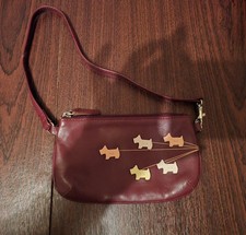 Radley Small Lined  Zipped Top Leather Handbag in Burgundy 7 inch x 4 inch Excel