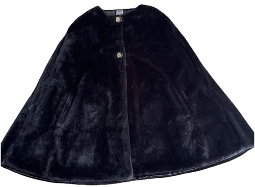 Black faux fur cape - black,