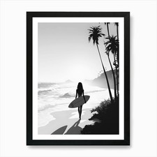 Surfer Girl Walking On The