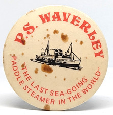 Vtg RARE HTF P.S. Waverley Seagoing Last Paddle Steamer Boat Badge Pin (P2818)