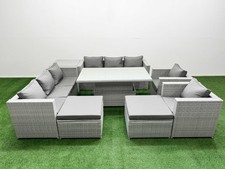 Fimous Rattan Outdoor Sofa Adjustable Dining Table Chairs Garden Furniture Sets