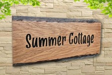 Personalised Oak Carved  Wooden Home House Name Sign Cabin Plaque Outdoor 