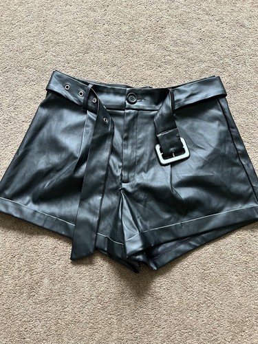 Ladies black pvc shorts - shorts,