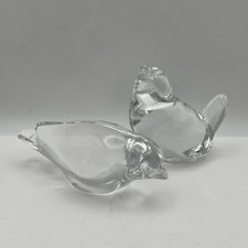 Glass Bird Ornaments-2 Small Decorative/Collectible Paperweight Figures-Unmarked