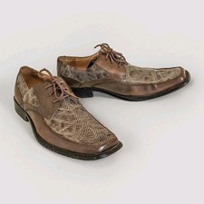 Vintage Franco Carvali Dress Shoes 12 Sage Green Leather Snakeskin Funky Exotic