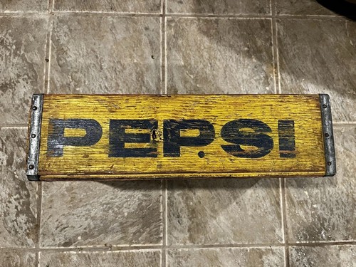 Vintage yellow pepsi - yellow, wooden